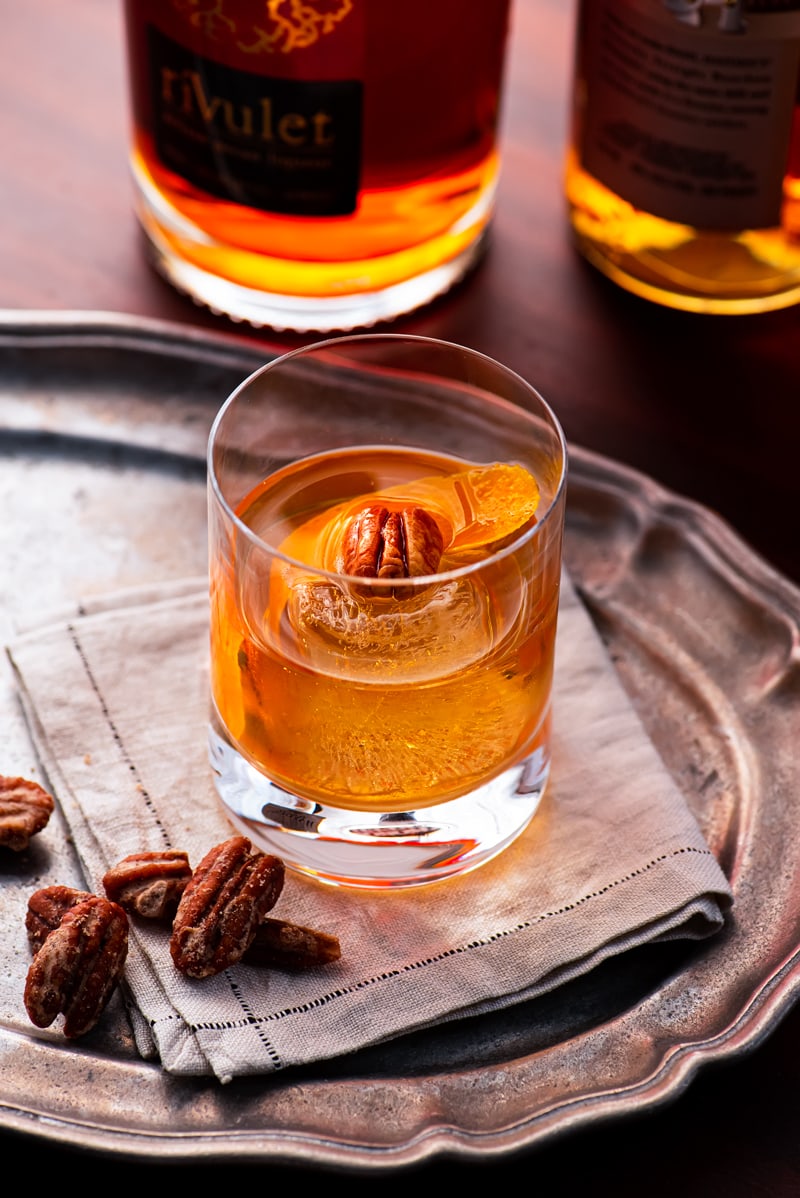 Pecan Bourbon Old Fashioned 1736 800px - Pecan Bourbon Old Fashioned Cocktail Recipe