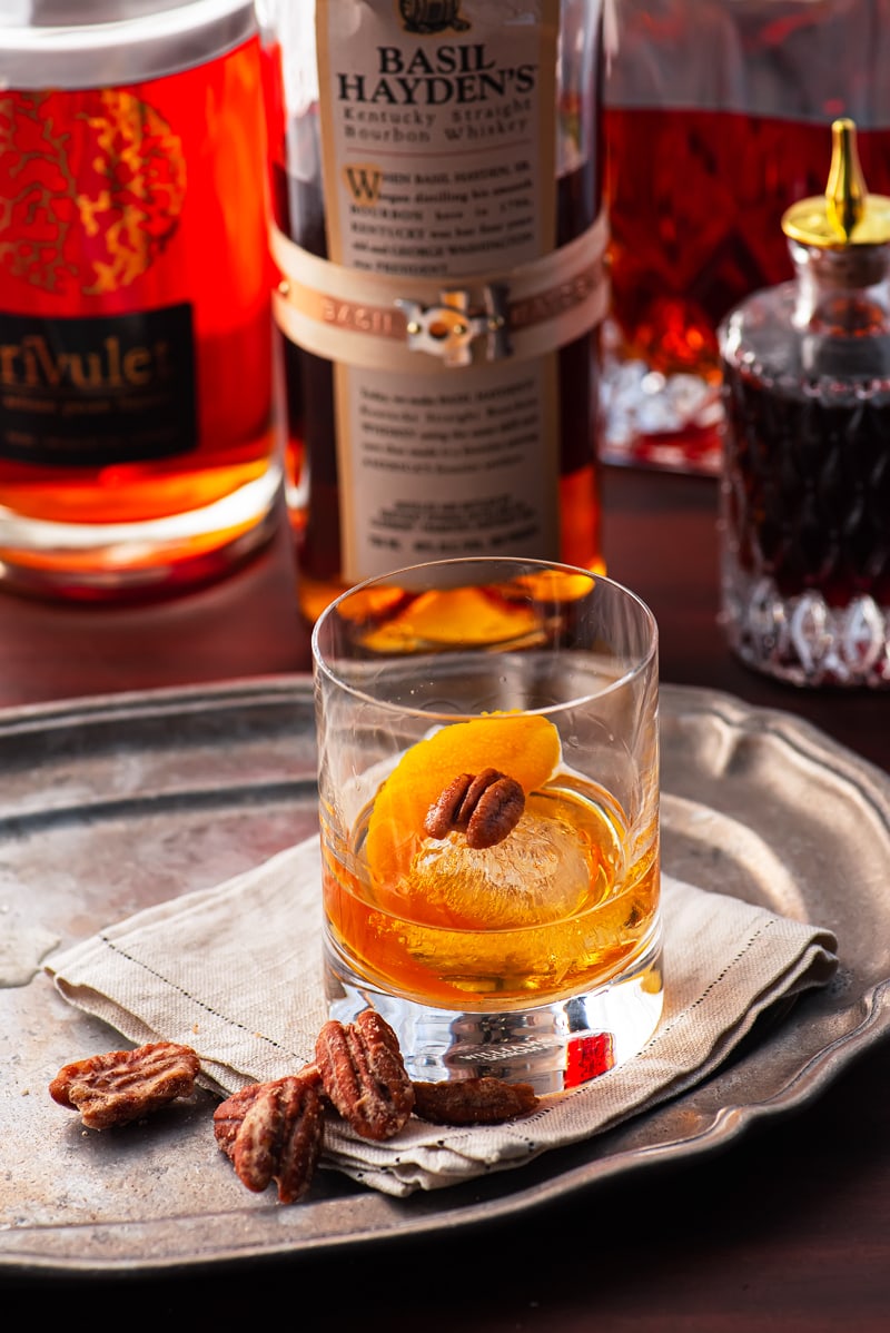 Pecan Bourbon Old Fashioned 1756 800px - Pecan Bourbon Old Fashioned Cocktail Recipe